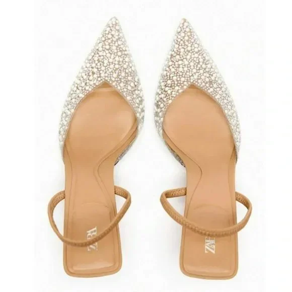 ZARA PEARL HEELED SLINGBACKS